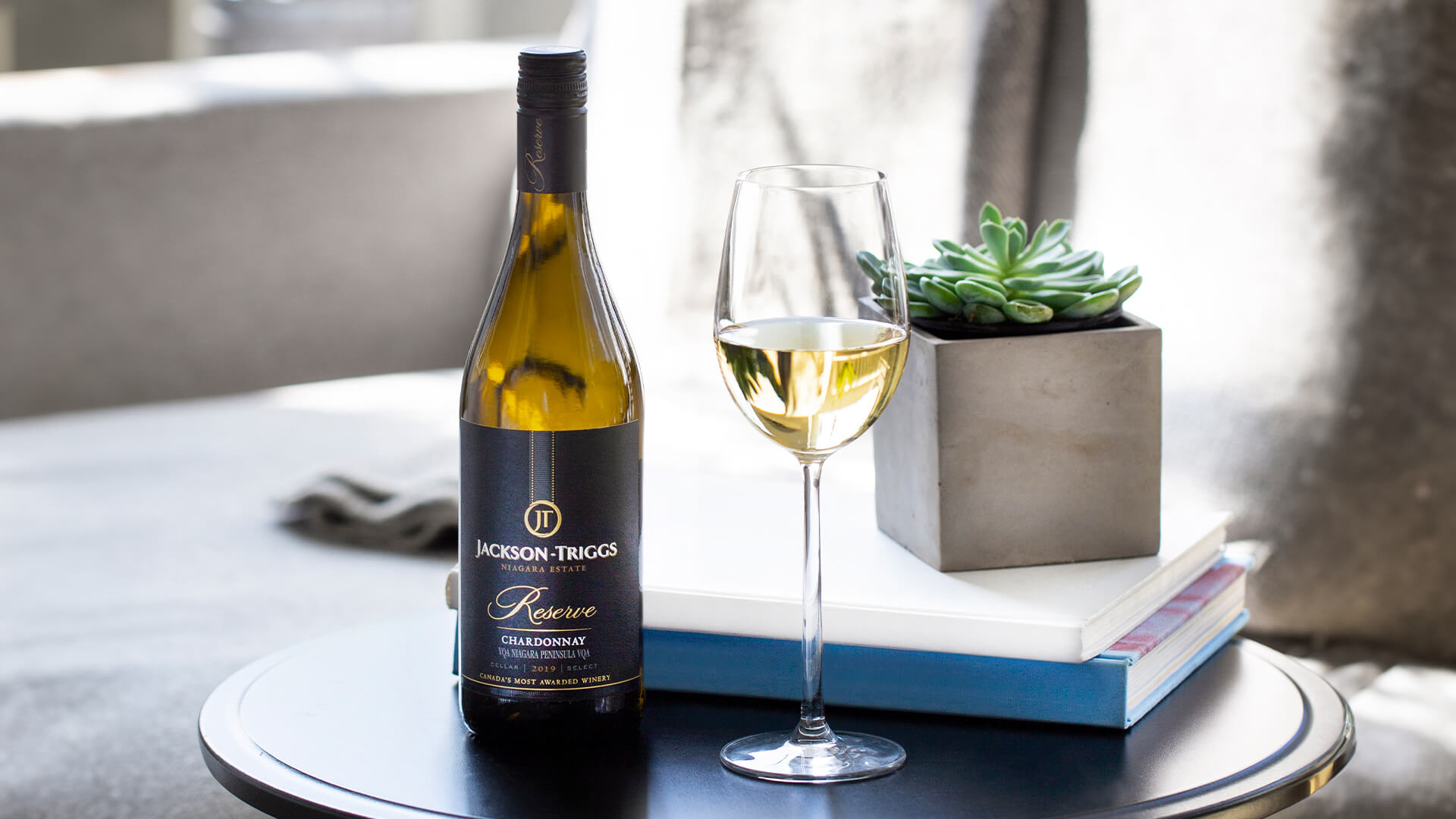 A bottle of Jackson-Triggs Reserve Chardonnay.